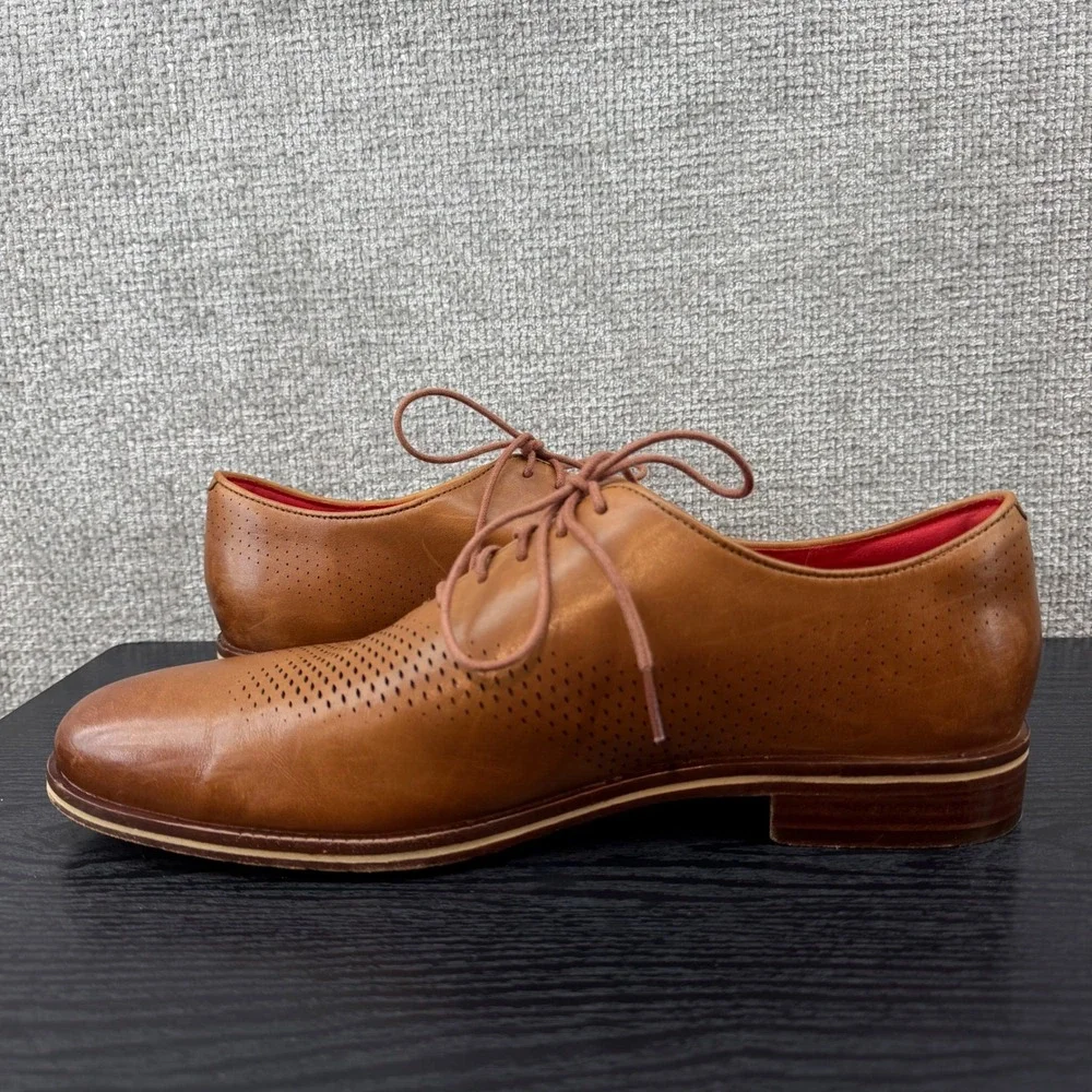 Cole Haan Men's 10.5 Tan Washington Grand Laser Wingtip Oxfords